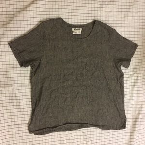 FLAX 100% Linen Gray Top Medium Boxy Lagenlook